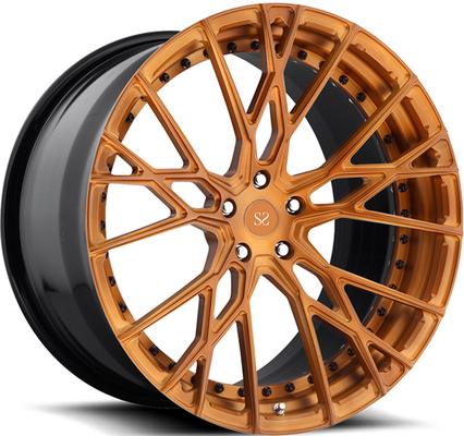 Lexus LS 22x10 22x11.5 এর জন্য ম্যাট ব্রাউন 2PC নকল রিমস হুইলস মাল্টি স্পোকস
