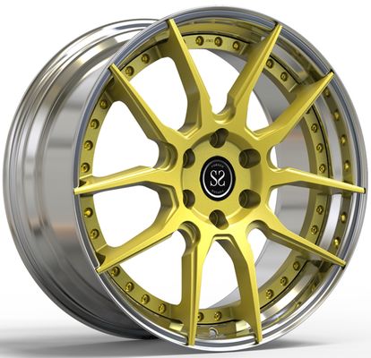 1998 Nissan 240sx 18x8.0 and 18x12 Yellow and Polished Custom 2-PC Forged Rims