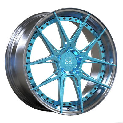 VW T5 2 PC নকল সেন্টার ব্রাশড ব্লু হুইল 21 ইঞ্চি পালিশ অ্যালয় কার রিমগুলির জন্য